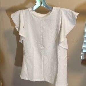 White Ruffle Sleeve Top
